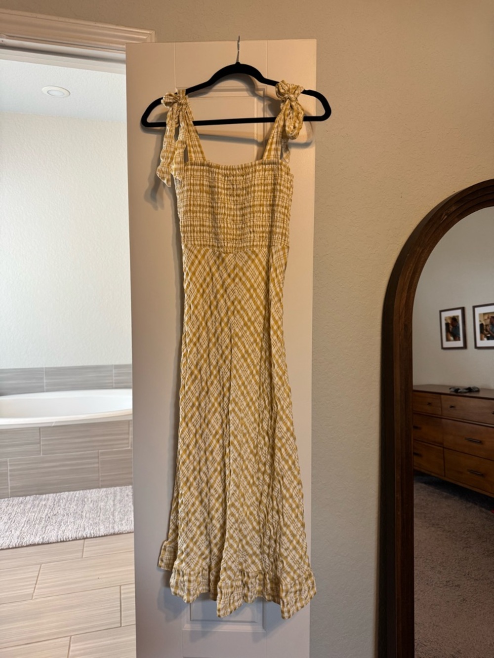 Showpo Yellow Tie-Shoulder Smocked Maxi Dress
